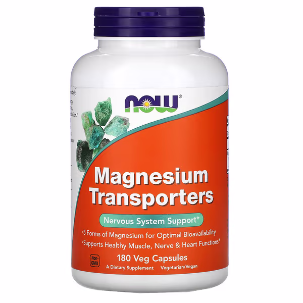 10 NOW Foods, Magnesium Transporters, 180 Veg Capsules - Image 1