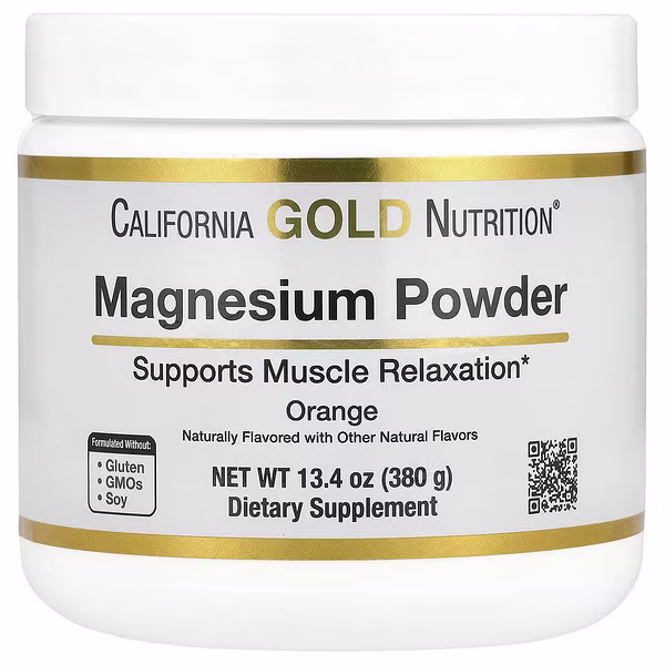 127 California Gold Nutrition, Magnesium Powder Beverage, Orange, 13.4 oz (380 g) - Image 1