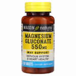Mason Natural, Magnesium Gluconate, 550 mg, 100 Tablets