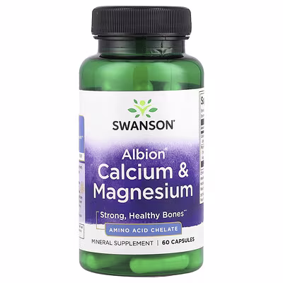 24 Swanson, AlbionĀ® Calcium & Magnesium, 60 Capsules - Image 1