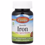 Carlson, Chewable Iron, Natural Strawberry, 60 Tablets (15 mg per Tablet)