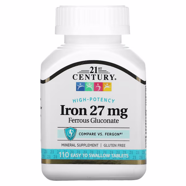32 21st Century, High-Potency Iron, 27 mg, 110 Easy to Swallow Tablets - الصورة 1