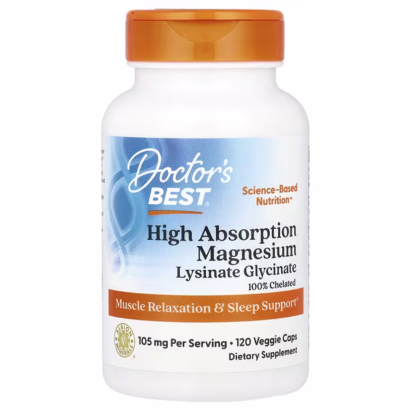 32 Doctor's Best, High Absorption Magnesium, 120 Veggie Caps 52.5 mg per Capsule - Image 1