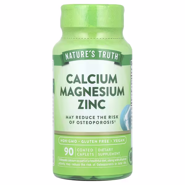 40 Nature's Truth, Calcium Magnesium Zinc, 90 Coated Caplets - Image 1