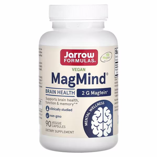 45 (1) Jarrow Formulas, Vegan MagMind®, Brain Health, 90 Veggie Capsules (48 mg per Capsule) - الصورة 1