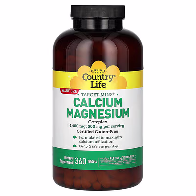50 Country Life, Target-Mins, Calcium-Magnesium Complex, 360 Tablets - Image 1