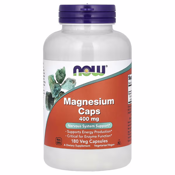 51 NOW Foods, Magnesium Caps, 400 mg, 180 Veg Capsules - Image 1