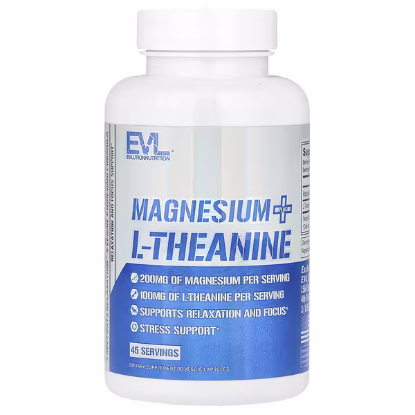 8 EVLution Nutrition, Magnesium Plus L-Theanine , 90 Veggie Capsules - Image 1