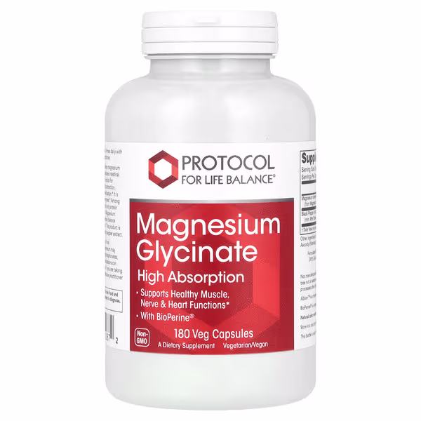 8 Protocol for Life Balance, Magnesium Glycinate, High Absorption, 180 Veg Capsules - الصورة 1