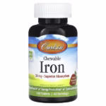 Carlson, Chewable Iron, Natural Strawberry, 120 Tablets (15 mg per Tablet)