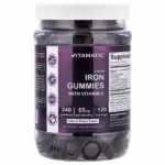 Vitamatic, Vegan Iron Gummies with Vitamin C, Grape, 240 Gummies