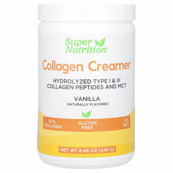 9 Super Nutrition, Collagen Creamer with Hydrolyzed 1 & 3, Calcium, Protein, and Iron, Vanilla, 8.46 oz (240 g) - الصورة 1