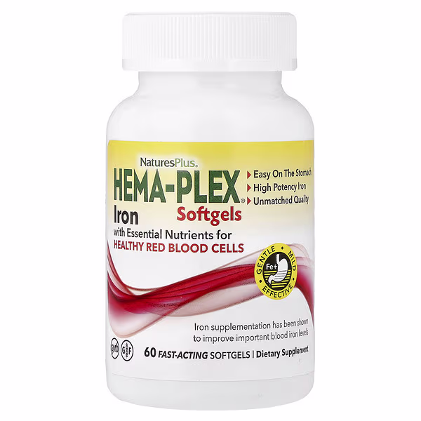 90 NaturesPlus, Hema-Plex, 60 Fast-Acting Softgels - الصورة 1