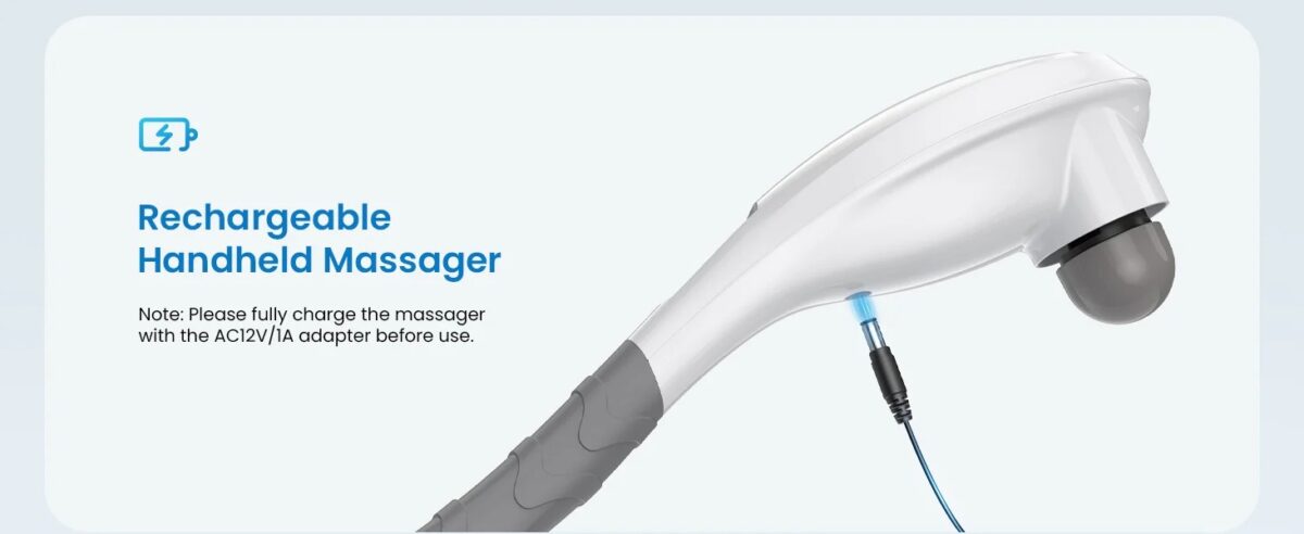 Renpho Cordless Hand Held Massager Wire Charged White - Image 2