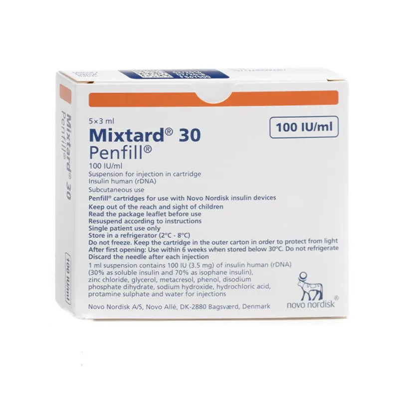 imgi_20_Mixtard-30-HM-Penfill-5.3ml Mixtard 30 100 IU/mL Insulin NPH‑Human 70‑30 Penfill 3 mL Pack of 5 - Image 1