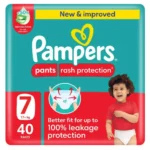 Pampers - Rash Protection Baby Diaper Pants - Size 7 - 17+ Kg - 40 Count