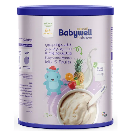 imgi_38_image Babywell Baby Cereal Wheat, Mix 5 Fruits 1000g - Image 1