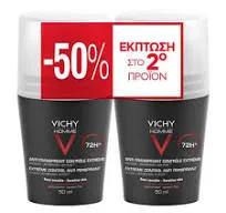 imgi_3_default Vichy Homme 72HR Anti-Perspirant Deodorant Extreme Control Roll-On 2 x 50ml - Image 1