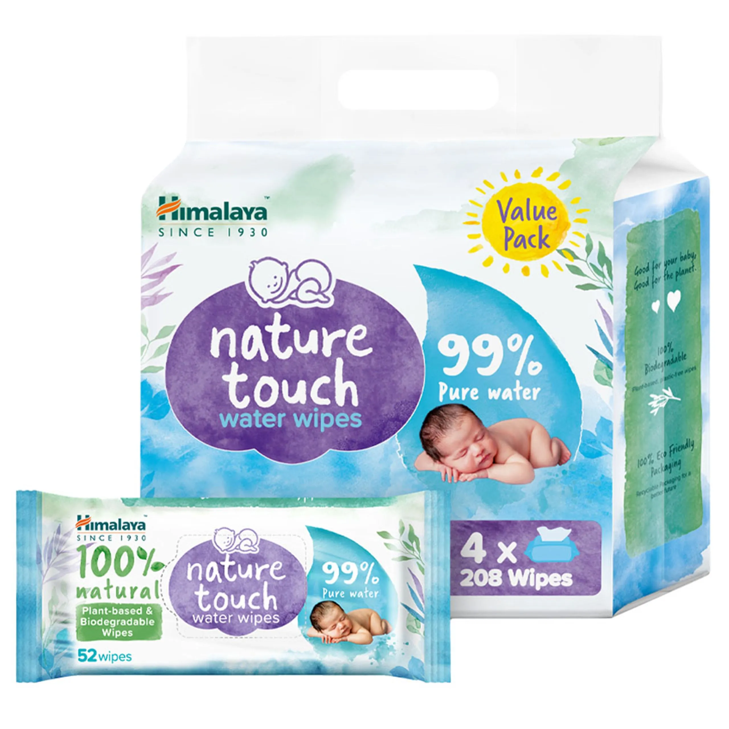 imgi_412_Himalaya Herbals Arabia - Nature Touch Water Baby Wipes - 52pcs - Pack of 4 Himalaya Herbals Arabia - Nature Touch Water Baby Wipes - 52pcs - Pack of 4 - Image 1