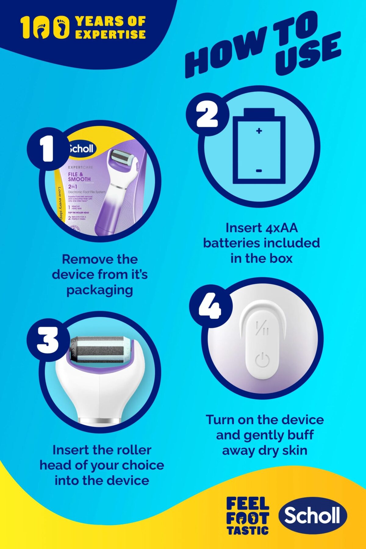 Scholl Expert care File & Smooth 2-In-1 Electronic Foot File - Image 3