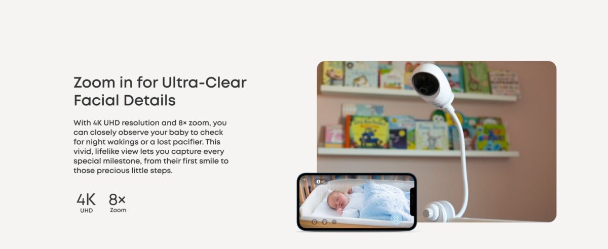 ⁦eufy Home Baby Monitor HD Wi-Fi Pan/Tilt Camera with Alerts and 8x Zoom⁩ - الصورة ⁦2⁩