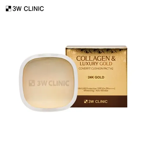 imgi_58_21a5de9f46f8c3b68078f0ac0d5d24ea 3W CLINIC Collagen & Luxury Gold Coverfit Cushion Pact No.02 - 10g - الصورة 1