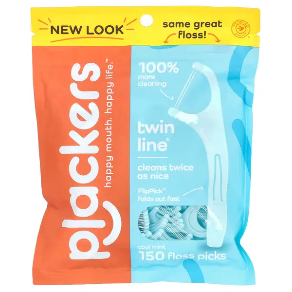 imgi_81_11 Plackers, Twin-Line, Floss Picks, Cool Mint, 150 Count - Image 1