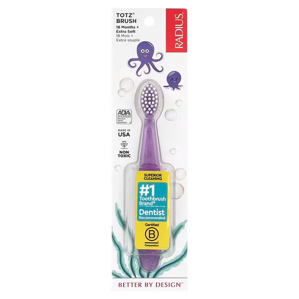imgi_81_20 RADIUS, TotzĀ® Toothbrush, 18+ Months, Extra Soft, Purple Sparkle, 1 Toothbrush - Image 1