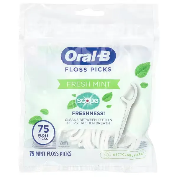 imgi_81_7 Oral-B, Scope Floss Picks, Fresh Mint, 75 Floss Picks - Image 1