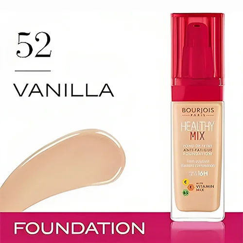 Bourjois Foundation Healthy Mix Anti-Fatigue #52 Vanilla - 30 ML كريم أساس بورجوا هيلثي ميكس المضاد للإجهاد #52 فانيلا 30 مل - الصورة 1
