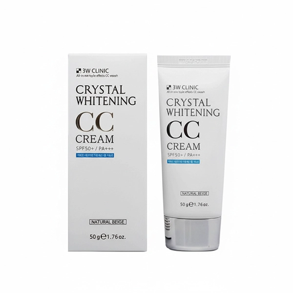 3W Clinic Crystal Whitening CC Cream، SPF50+ PA+++، 50 g كريم 3W كلينيك كريستال للتبييض CC، عامل حماية من الشمس SPF50+ PA+++، 50 غرام - الصورة 1