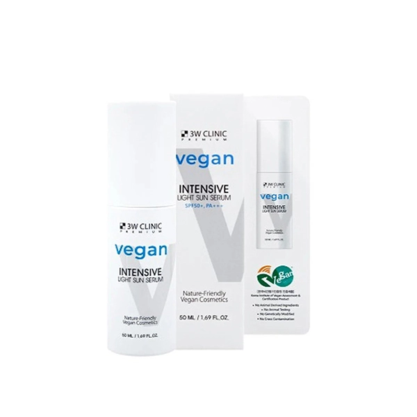 3W Clinic Premium Vegan Intensive Light Sun Serum SPF50+ PA+++ 50ml 1 سيروم 3W كلينيك النباتي بريميوم للحماية المكثفة من الشمس بعامل حماية SPF50+ PA+++، 50 مل - الصورة 1