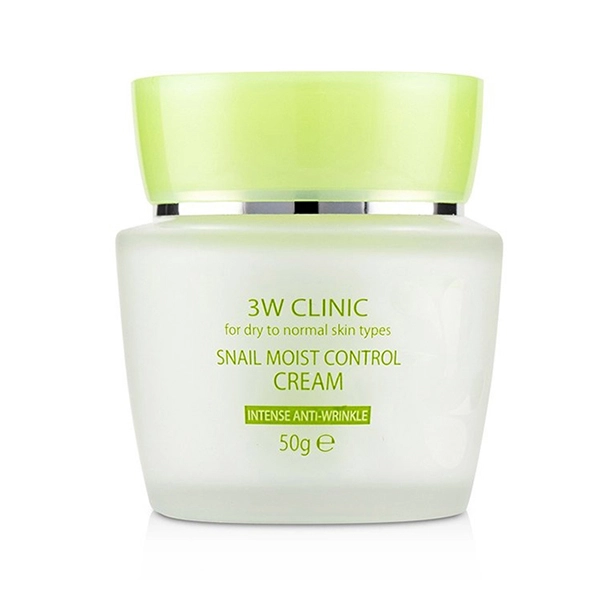 3W Clinic snail moist control cream for face with anti-wrinkle benefits 50g 1 كريم ترطيب الوجه من 3W كلينيك بخلاصة الحلزون مع فوائد مضادة للتجاعيد 50 غرام - الصورة 1