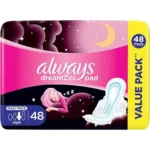 Always Dreamzz Night Cotton Soft Feminine Pads,Maxi Thick long,48 pcs