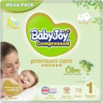 BabyJoy Olive Diaper Size (1) Newborn Mega Pack 72 pcs Up To 4kg