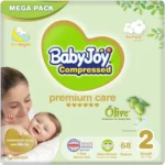 BabyJoy Olive Diaper Size (2) Small, Mega Pack 68 pcs Up To 7kg