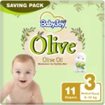 BabyJoy Olive Diapers Size (3) Medium, Saving Pack 11 Pcs Up To 12kg