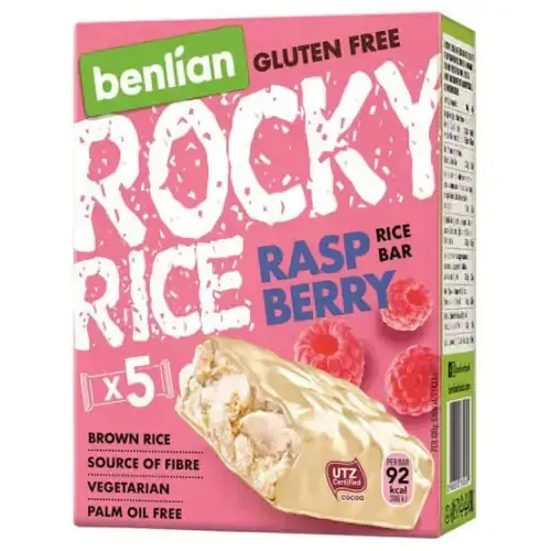 Benlian Rice Bars Rocky Rice Topped with Milk Cream and Raspberry, 90g, 5 pieces Benlian Rice Bars Rocky Rice Topped with Milk Cream and Raspberry, 90g, 5 pieces - الصورة 1