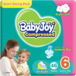 Compressed Diamond Pad Diaper Giant Box by Babyjoy XXL 6, 46 Count Up to 25 kg