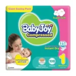 Compressed Diamond Pad Diaper Giant Pack Newborn by Babyjoy Size 1, 108 Count Up To 4 Kg