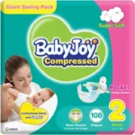 Compressed Diamond Pad Diaper Giant Pack Newborn by Babyjoy Size 2, 108 Count Up To 7 Kg