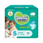 Compressed Diamond Pad Diaper Jumbo Box by Babyjoy Large 5, 80 Count Up to 23 kg