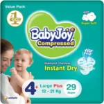 Compressed Diamond Pad Diaper Value Pack by Babyjoy Large 4+, 29 Count Up to 21 kg