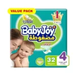 Compressed Diamond Pad Diaper Value Pack by Babyjoy Large 4, 32 Count Up to 18 kg