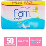 Fam Comfort Natural Cotton Feel without wings Feminine Pads,Super,50 pcs