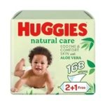 Huggie Natural care Baby Wipes with Aloe Vera, 56 Wipes (2+1 Offer)