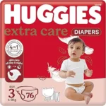 Huggies Extra Care Diapers, Size 3, 76 pcs