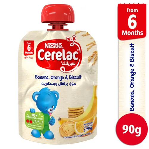 Nestlé Banana Orange Liquid Cerelac with Biscuits, 90g Nestlé Banana Orange Liquid Cerelac with Biscuits, 90g - الصورة 1