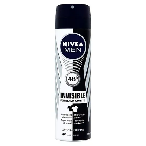 Nivea Antiperspirant Spray Invisible Black and White for Men, 150 ml Nivea Antiperspirant Spray Invisible Black and White for Men, 150 ml - الصورة 1
