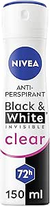 Nivea Antiperspirant Spray, Invisible Black and White for Women, 150 ml Nivea Antiperspirant Spray, Invisible Black and White for Women, 150 ml - الصورة 1